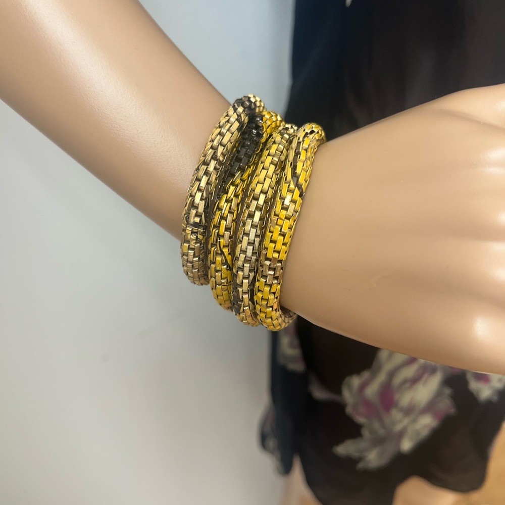 Elegant Gold and Brown Woven Bracelet Set